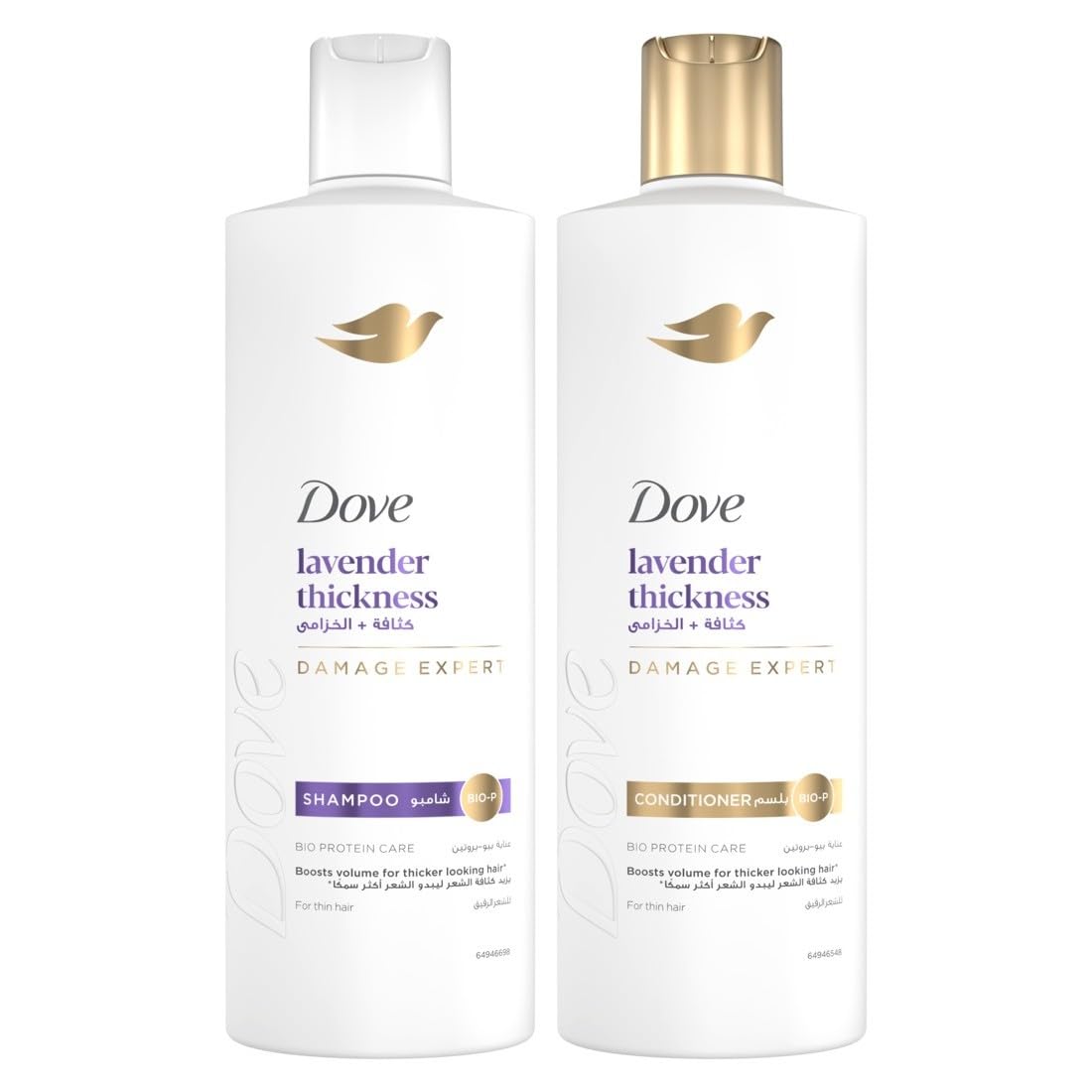 Shampoo, lavender thickness, boosts volume for thicker looking hair*, 400ml + DOVE Conditioner, lavender thickness, 350ml