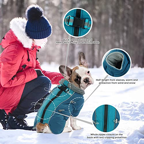 Idomik Warm Dog Coats With Harness, Waterproof Dog Jacket For Small Medium Large Dogs, Fleece Lined Dog Winter Snowsuit Coat, High Collar Dog Winter Jacket Vest Clothes For Cold Weather,Turquoise 2Xl thumb #3