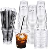 Jingmore Paquete de 50 tazas de café desechables de 12 onzas para bodas, despedidas de soltera, vasos de papel de plástico para recepción, invitados, cafetería, suministros de aniversario, fiesta de
