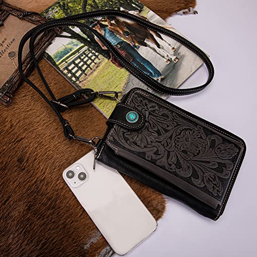 Image of Montana West Western Crossbody Phone Wallet for Women RFID Blocking Wallet Purse with Cash Slots & Zipper Pocket