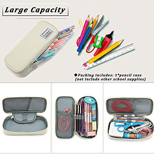 Image of FUXINGYAO Pencil Case, Multi- Slot Pencil Pouch, Portable Pencil Bag, Pen Case for& Office(White)