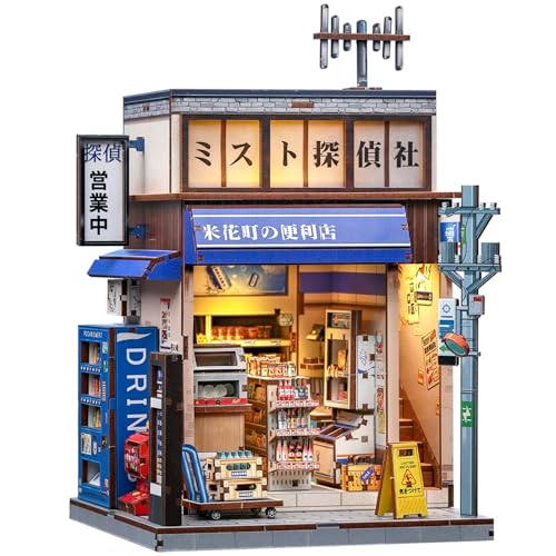 Fsolis Book Nook Giappone, BookNook, kit fai da te, detective giapponese, libreria, kit per casa delle bambole in miniatura, per adulti, puzzle 3D in legno per libreria, decorazione