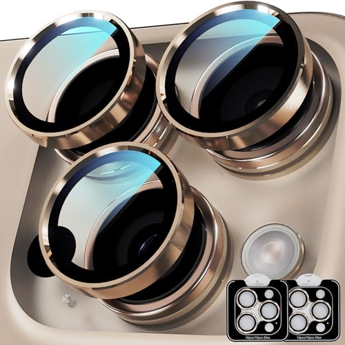 Image of YWXTW Camera Lens Protector for iPhone 16 Pro /iPhone 16 Pro Max, [1 Step Installation Tray] Tempered Glass Screen Protector Metal Custom Camera Cover Accessories Case Friendly