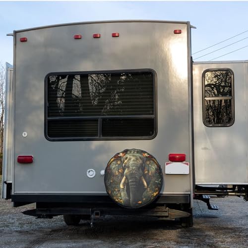 Image of Dujiea Elephant with Butterfly Wings Spare Tire Cover, Universal Wheel Tire Cover Waterproof Dust-Proof Tire Protectors for Trailer Rv SUV Truck Camper and Many Vehicle 14 15 16 17 Inch