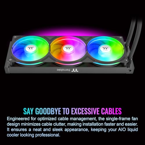 Image of Thermaltake TH360 V3 ARGB CPU Liquid Cooler; Intel /AMD; 1x360mm 500~2500rpm Single Frame ARGB Fan; 360mm Radiator; ARGB Infinity Mirror; Rotatable Pump Head; Black; CL-W466-PL12SW-A