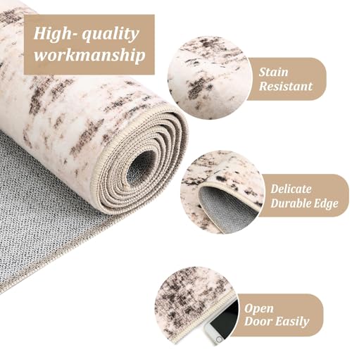 CIBTYHOH Modern Abstraktes Bereich Teppich Wohnzimmer Carpet Flauschiger Kurzflor Teppich Schlafzimmer 240 * 340cm Waschbare Teppiche für Eingangsbereich(Braun)