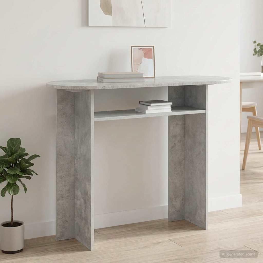 Stół konsolowy, szary betonowy z materiału drewnopochodnego, 100 x 39,5 x 75 cm, stół ścienny i stół do korytarza, do przedpokoju i salonu, stół do odkładania kluczy, lampy, roślin i sofy