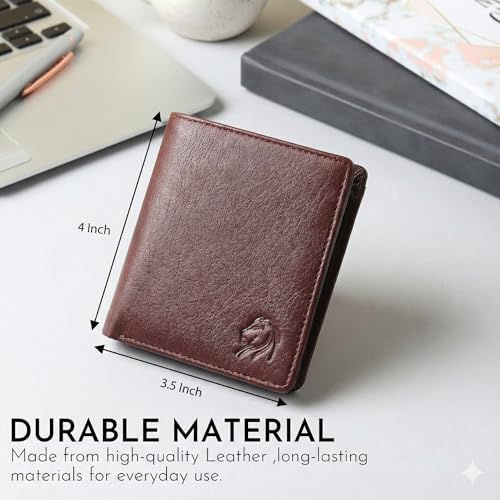 Image of VEMILIO Vegan Leather Wallet for Men & Women | 6 Card Slots | ID Window | Coin Pocket | 2 Hidden & 2 Currency Compartments | Durable Slim Bifold Purse (Dark Brown)