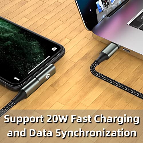 Lightning auf USB C Adapter, Unterstützt 20W PD Schnellladung und Datenübertragung Kompatibel mit Lightning, für iPhone [2 Stück, Gerade + 90 Grad Winkel]