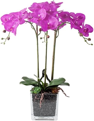 Flores artificiales de seda orquídeas artificiales con jarrón para interiores y exteriores boda decoración de oficina en casa muebles festivos