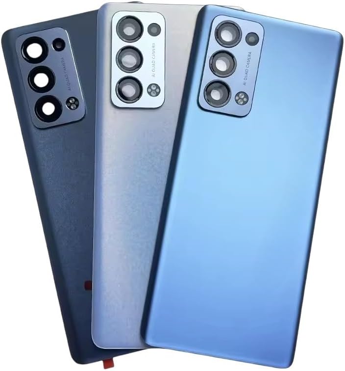 for Oppo Reno 6 Pro 5G Back Glass Battery Door Cover Replacement, Rear Housing Case with Camera Lens, for Reno6 Pro 5G Rear Glass Panel Back Cover Repair Parts (Grey)