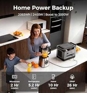 UDPOWER S2400 Portable Power Station(Solar Panel Option), 2083Wh LiFePO4, 2400W (Surge 3000W) UPS, 6 AC Outlets, Solar Generator for RVs Camping Emergency, Home Backup (One Unit(AS2400)) — photo 5 of 6