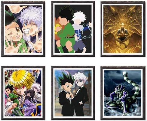 Japanese Anime Hunter Gon Killua Netero Meruem Art Prints for Decoration,Set of 6 Pieces,8 x 10 Inches,No Frame