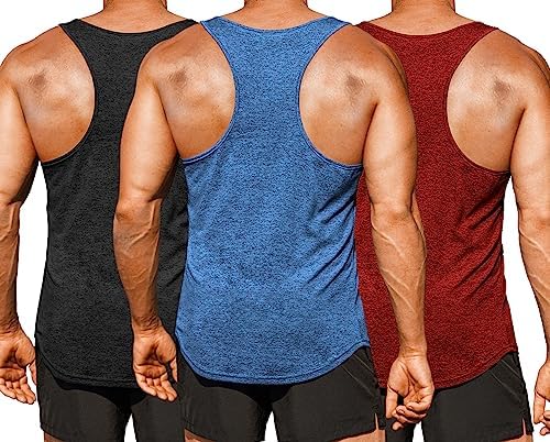 COOFANDY Men’s 3 Pack Gym Tank Tops Y-Back Workout Muscle Tee Training Bodybuilding Fitness Sleeveless T Shirts