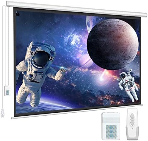 Motorized Projector Screen - DINAH 16:9 4K 3D HD 100 inch Electric Projector Screen Pull Down with Wireless Remote Contror (100in)