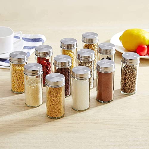 Image of FEELING MALL Revolving Spice Tower | Countertop Round Spice Rack | Set Of 12 Spice Jars | Seasoning Storage Organization | Stainless Steel Standing Shelf