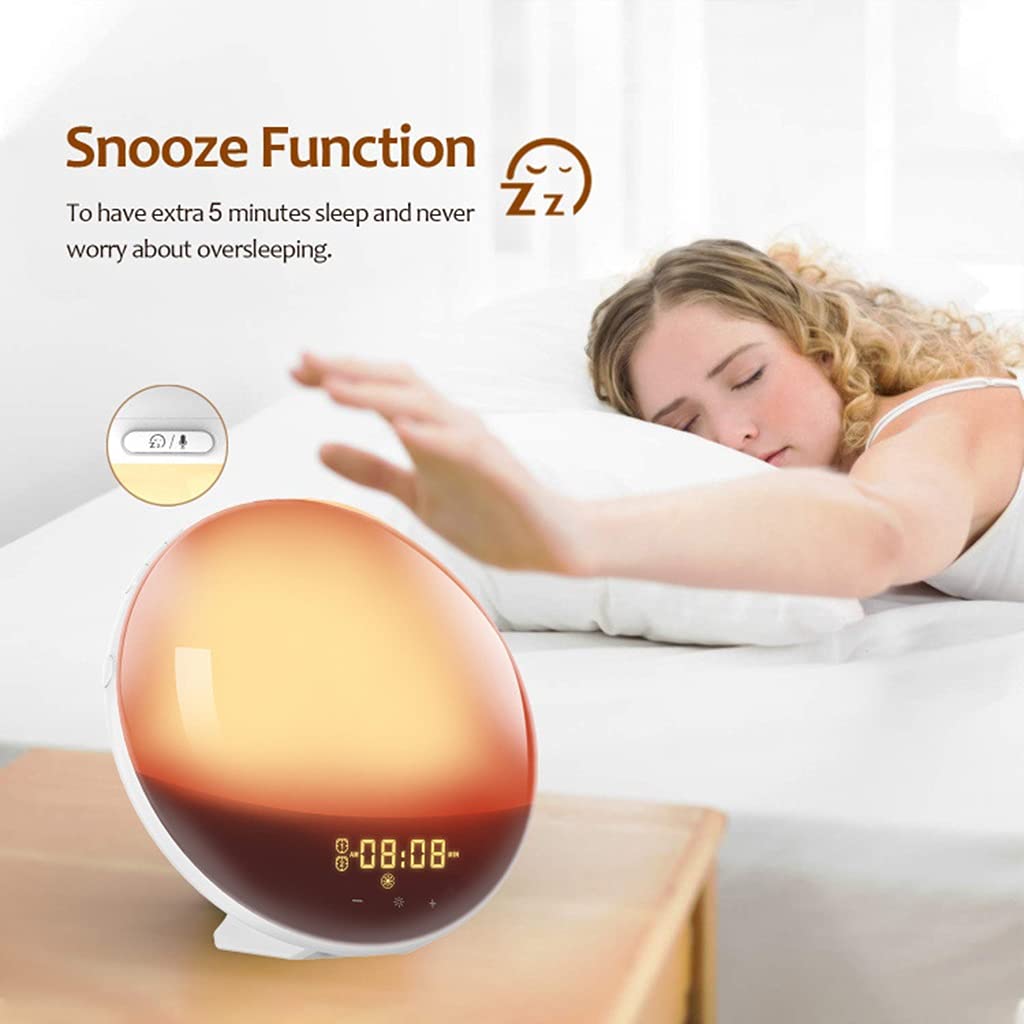 Sveglia Touch Control, 7 Suoni Naturali e Radio FM, 4 Sveglie e Posticipazione, USB Ricaricabile, Sunrise Simulation Wake Up Light