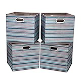 i BKGOO Cloth Storage Bins Set of 4 Thick Fabric Drawers Foldable Cubes Basket Organizer Container w