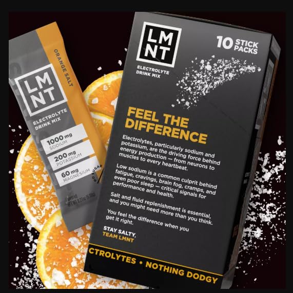 Miniatura 3 de LMNTs - Bebida deportiva con electrolitos sin azúcar, sal de naranja, 2.1 oz10 unidades