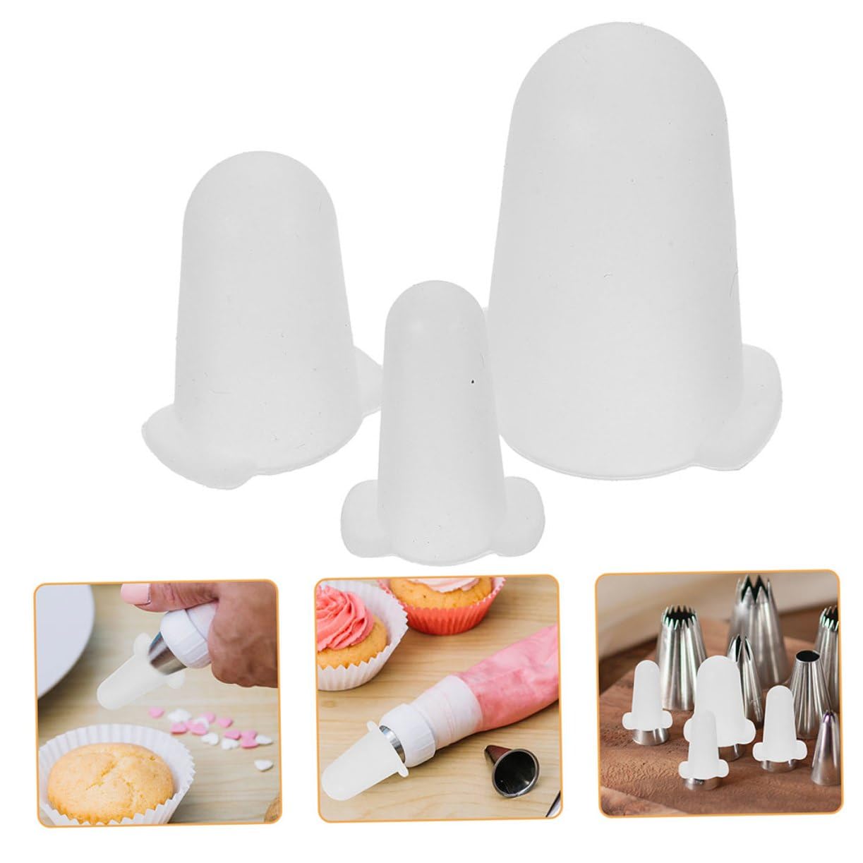 Cabilock 6 pièces Protection Silicone pour Douilles de Pâtisserie Manchons Anti-Usure pour Embouts de Décoration Gâteaux Accessoires Pratiques pour Pâtisserie Petit Moyen et Grand