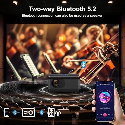 Image of Native 1080P Projector with WiFi and Bluetooth, 4K Support Smart Movie Projector for Bedroom, Built-in Apps, Android 13.0,Auto Focus & Auto Keystone, Outdoor Projector for Phone /TV Stick /KTV