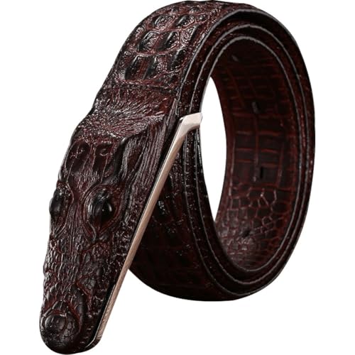 Lpitoy Herrengürtel Echtes Leder Gürtel Krokodil geformt Luxus Gürtel für Distinguished Style