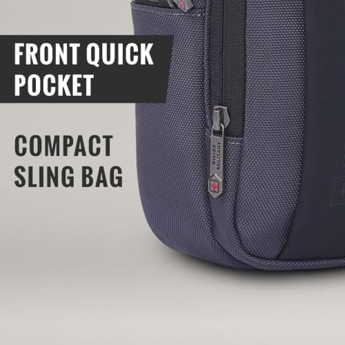 Image of SWISS MILITARY Black Gold Collection Trail Stylish Travel Sling Bag with Multiple Compartments & Compact Crossbody, 4L Capacity, 1680D Polyester, Adjustable Shoulder Strap with Keychain Holder (4L)