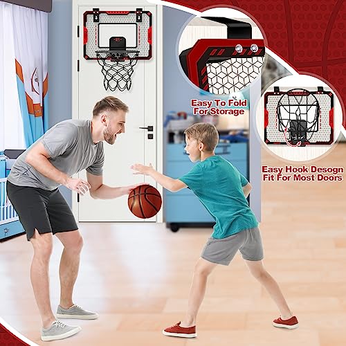 Indoor Basketball Hoop for Kids 5 6 7 8 9 10+Years Old Boys,Mini Basketball Hoop Over The Door Mini Hoop with Electronic Scoreboard & 3 Balls,Kids Basketball Hoop Sport Toys for Gift for Boys Age 5-10 - Image 5