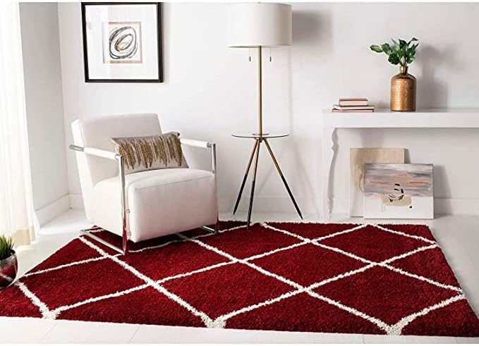ZBLER Carpet Shaggy Super Soft Carpet for Home & Living Room (7x10 feet, Red Box)