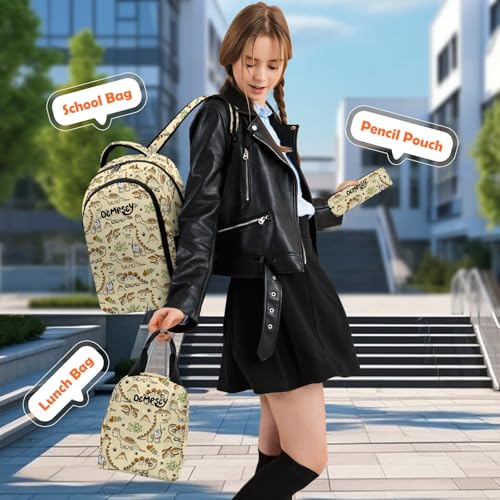 Custom Dinosaur Backpack for Boys, Personalized Kids Backpack with Lunch Box and Pencil Case, Customized Elementary School Bookbag Set2