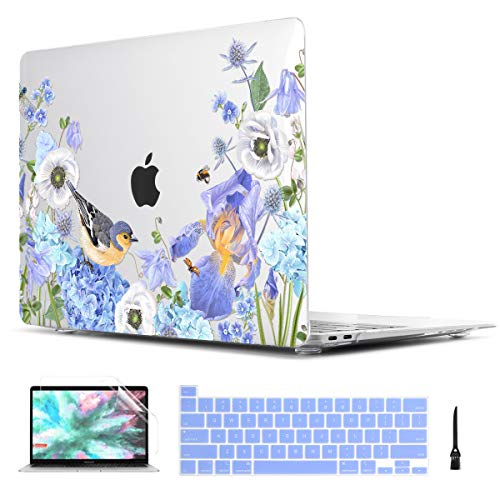 CiSoo MacBook Pro 16 inch Case 2019 Release Model A2141 with Keyboard Skin and Screen Protector, Plastic Clear Hard Shell Cover for New MacBook Pro 16'' with Touch Bar and Touch ID - Birds&Flowers