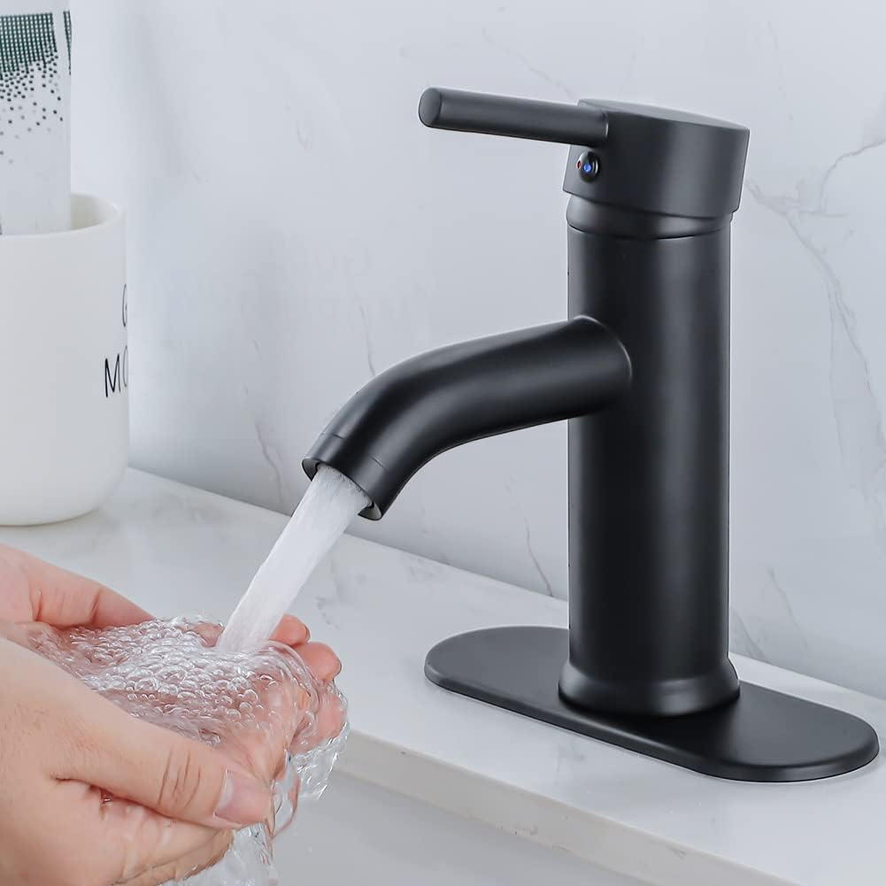 Black Bathroom Faucet Bathroom Sink Faucet Vanity Single Hole Single Handle Matte Black Modern RV Faucet Deck Mount 1 Hole or 3 Holes
