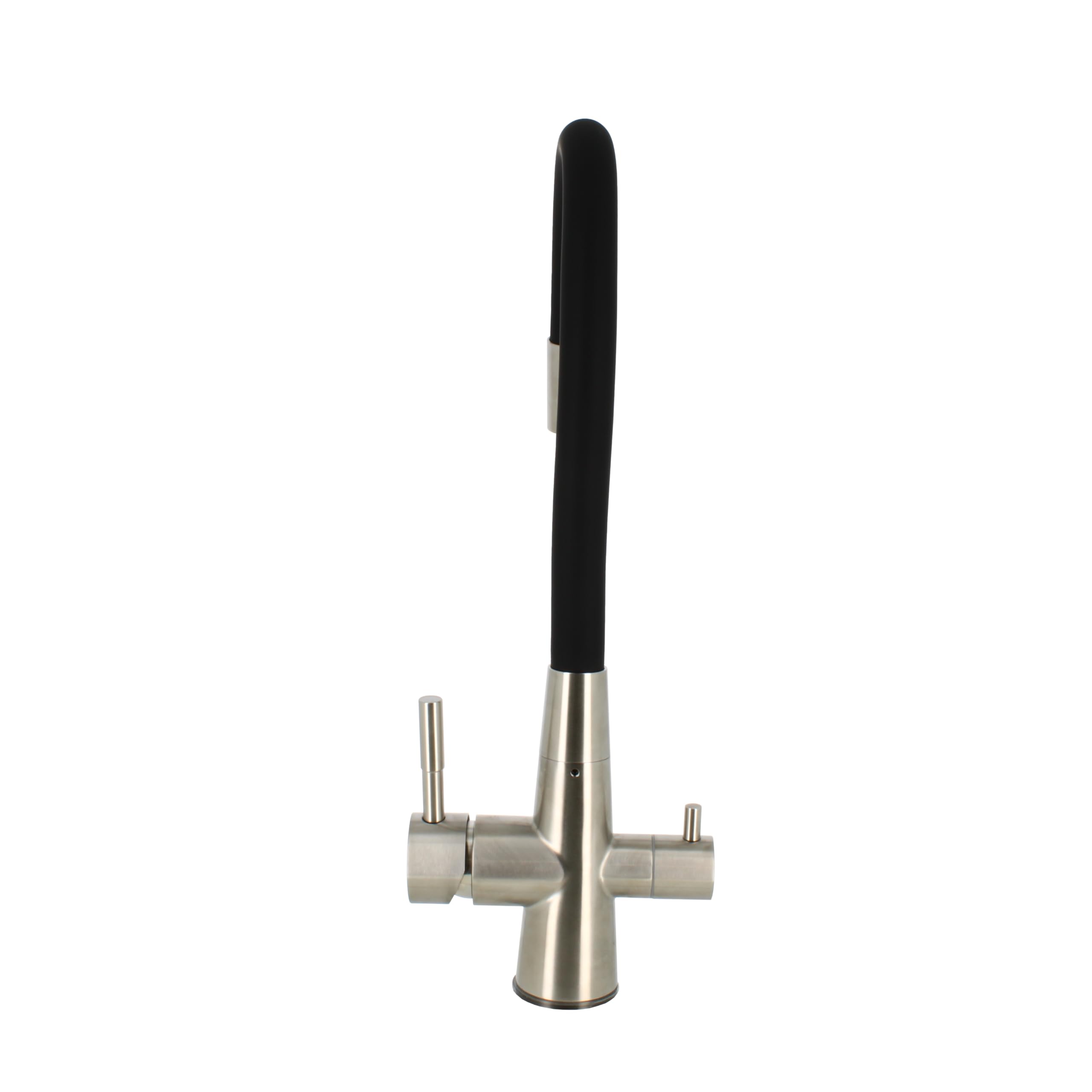 Robinet 3 voies avec tige flexible en acier inoxydable noir satiné