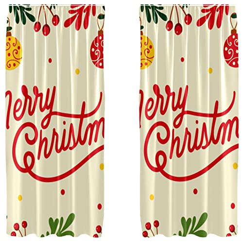 Cortinas de Navidad con hojas juego de 2 paneles ligeros de 55x84 pulgadas 2