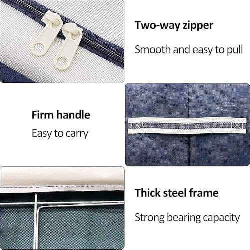 Image of DAREV 4 PCS Closet Organizers and Storage Bins Foldable Metal Frame Storage Box with Zippers & Clear Window for Organizing Clothing. (66L,BLUE,4)