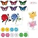 Kissbuty 20 Pcs Flowers Butterfly Iron on Patches Sew on Embroidery Applique Patches for Arts Crafts DIY Decor, Jeans, Jackets, Clothing, Bags(Rose/Lotus/Sun Flower/Butterfly Decorative Patch)
