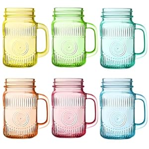 Amzcku Farbige Vintage-Trinkgläser, 6 Stück