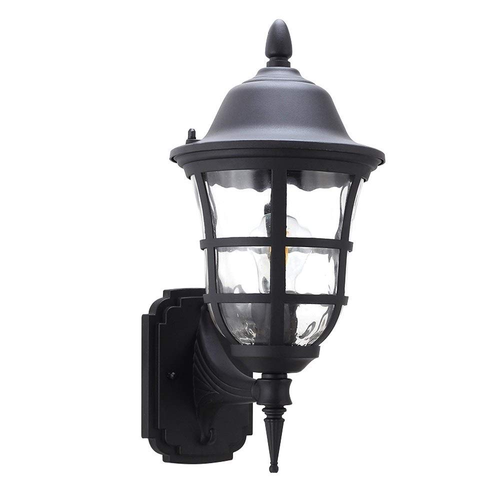 VDOQTLJT Industrial Barn Waterproof Outdoor Upside Down Wall Lamp Waterway Stone Glass Lantern Aluminum Fixtures Garden Patio Landscape Light External Porch Loft Sconce E27 Needed