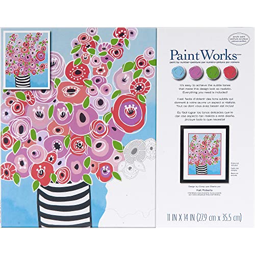 Image of PaintWorks 73-91858 Dreaming of Poppies Flower Paint by Number Kit for Adults and Kids, 11 inch x 14 inch, 12pcs, Multicolor