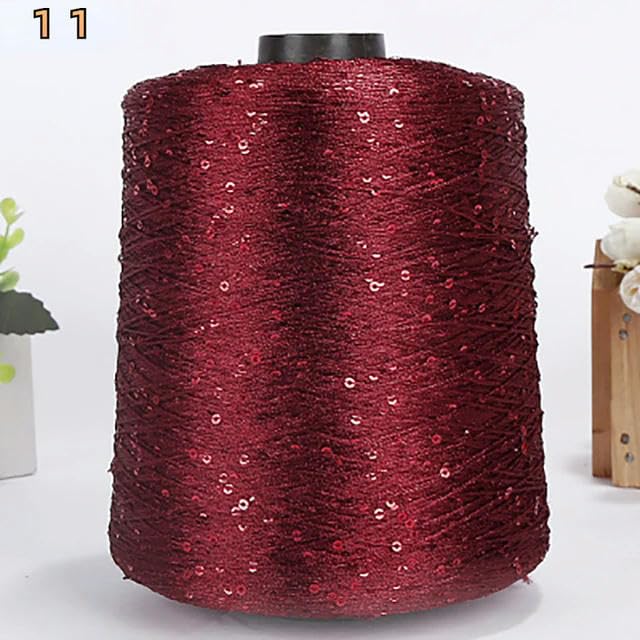 Przędza merceryzowana z cekinami, 500g wielokolorowa włóczka do robienia na drutach z cekinami(11)