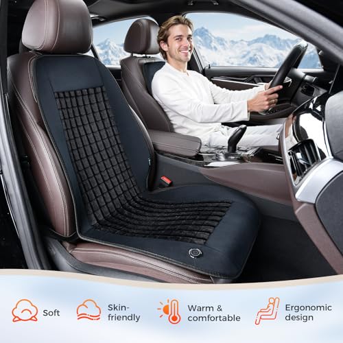 Image of FLORICH Luxury Car Seat Protector Plush Driver or Passenger Car Seat Cushion for Full Back and Seat, Black
