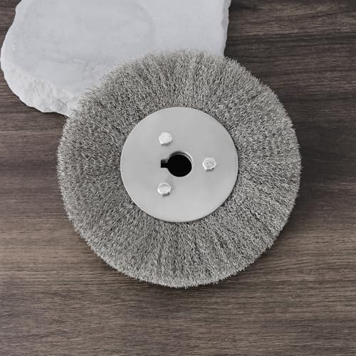 Image of ECSiNG 2Pcs Stainless Steel Wire Brush Wheels 150mm Hole 16mm Wire Wheel Wire Crimped Wheel Brush for Deburring, Rust Removal, and Surface Finishing
