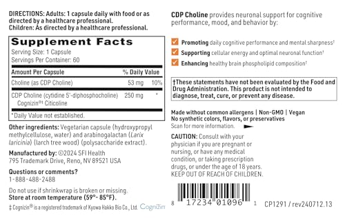 Klaire Labs SFI Health CDP Choline Capsules