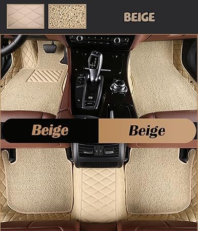 Image of 7D Car Foot Mat for Maruti Suzuki S-Cross Model (2012-2018) | Waterproof | Anti-Slip | PU Leather | Full Coverage | All Weather | Custom Fitted Car Floor Mats | Beige