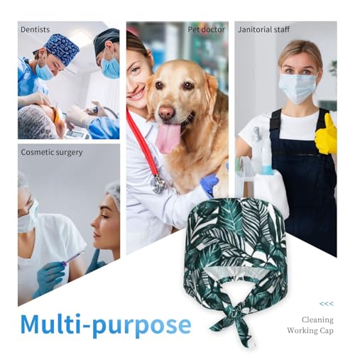 Image of Working Cap Scrub Cap with Sweatband Adjustable Unisex Women Tie Back Hat Nurse Surgical Caps