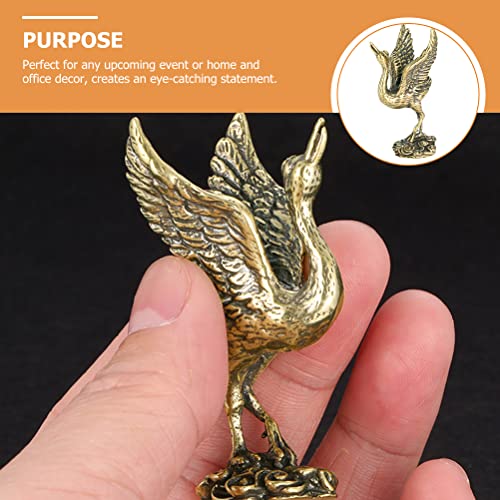 LUOZZY Estátua de guindaste chinês miniatura figura de guindaste de latão presente de inauguração de