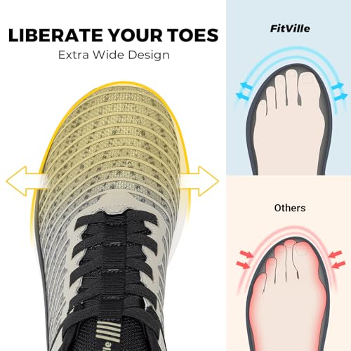 Image of FitVille Men's Extra Wide Slip-On Walking Shoes, Breathable Sneakers with Arch Support for Flat Feet, Heel Pain Relief & High Rebound Midsole
