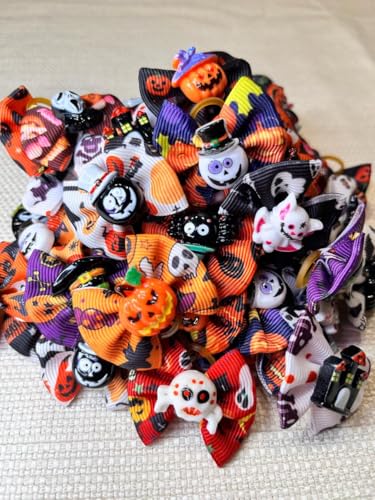 6 Halloween Pet Hair Bows, Halloween Pet Accessories