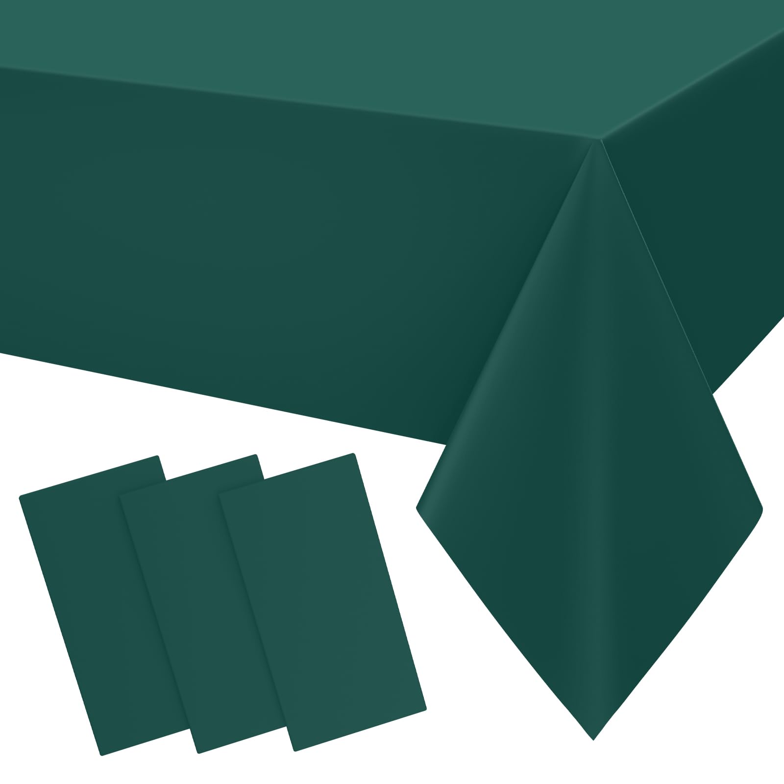 Smiry Disposable Table Cloth 3 Pack, 54 x 108 Inch Waterproof Plastic Tablecloth, Decorative Rectangle Table Covers for Party, Birthday, Picnic, Christmas Green
