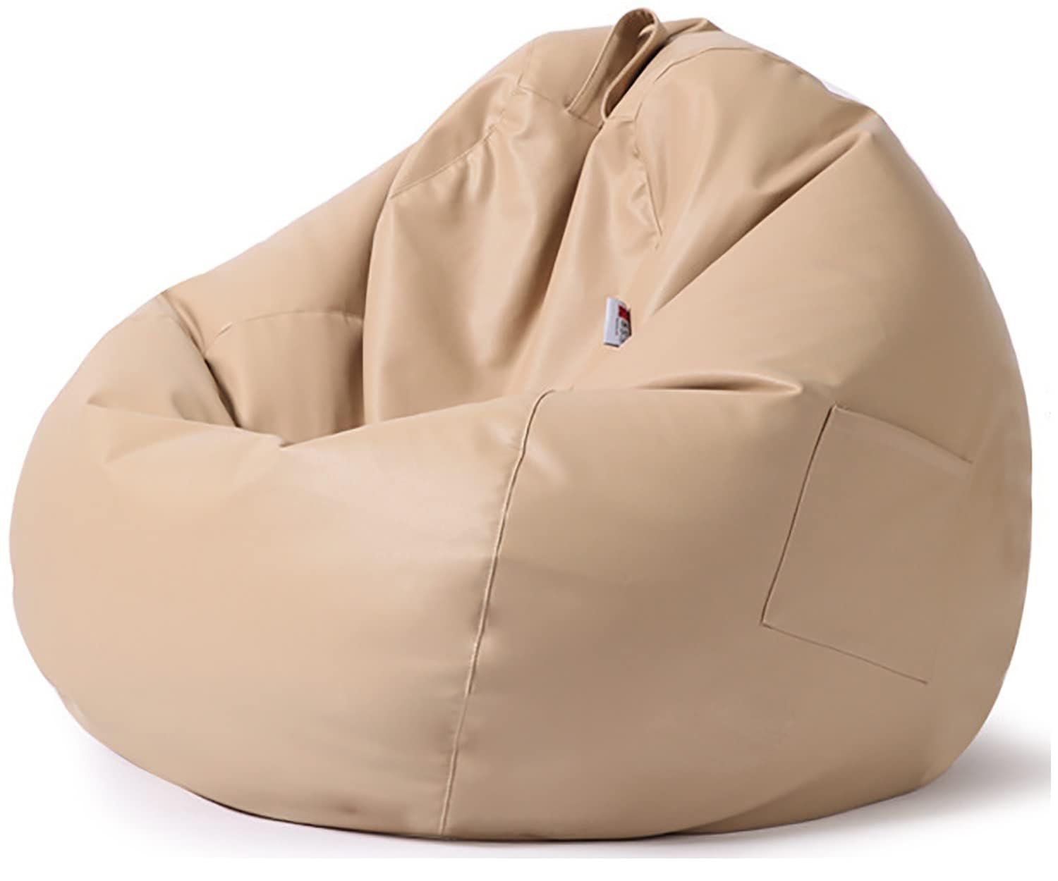 Lazy Floor Sofa Beanbag Cover Gaming, Beanbag Chair (No Filler, Cover Only) PU Leather Bean Bag Chairs Toys Storage Bean Bag Couch Lazy Lounger Sofa for Living Room Bedroom College Dorm(Beige,100*120c